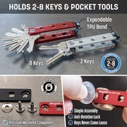 Keyport Pivot 2.0 Essential Plus Bundle (Red Aluminum) - EDC Key Organizer + Keychain Flashlight + 10-in-1 Multi-Tool All-in-One
