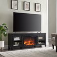 thumbnail image 5 of Evelyn&Zoe Quincy Rectangular TV Stand with 26" Log Fireplace for TV's up to 75", Black Grain, 5 of 8