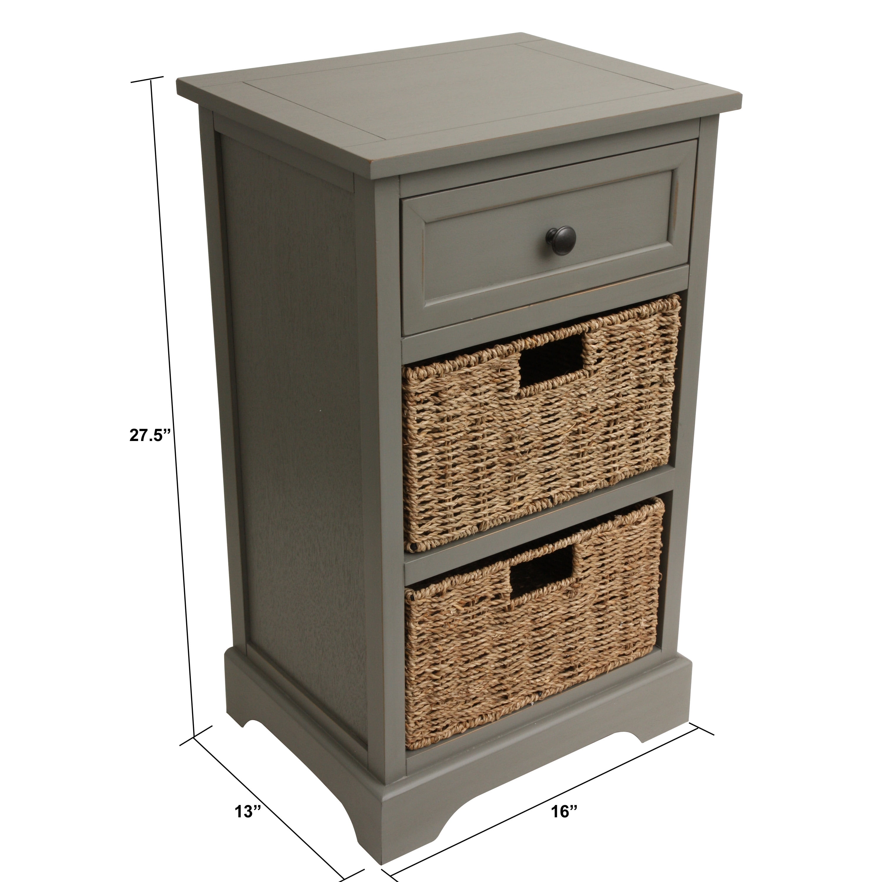 Two Basket Side Table Storage Chest