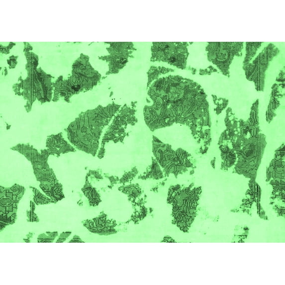 Ahgly Company Indoor Rectangle Abstract Emerald Green Modern Area Rugs, 8' x 10'