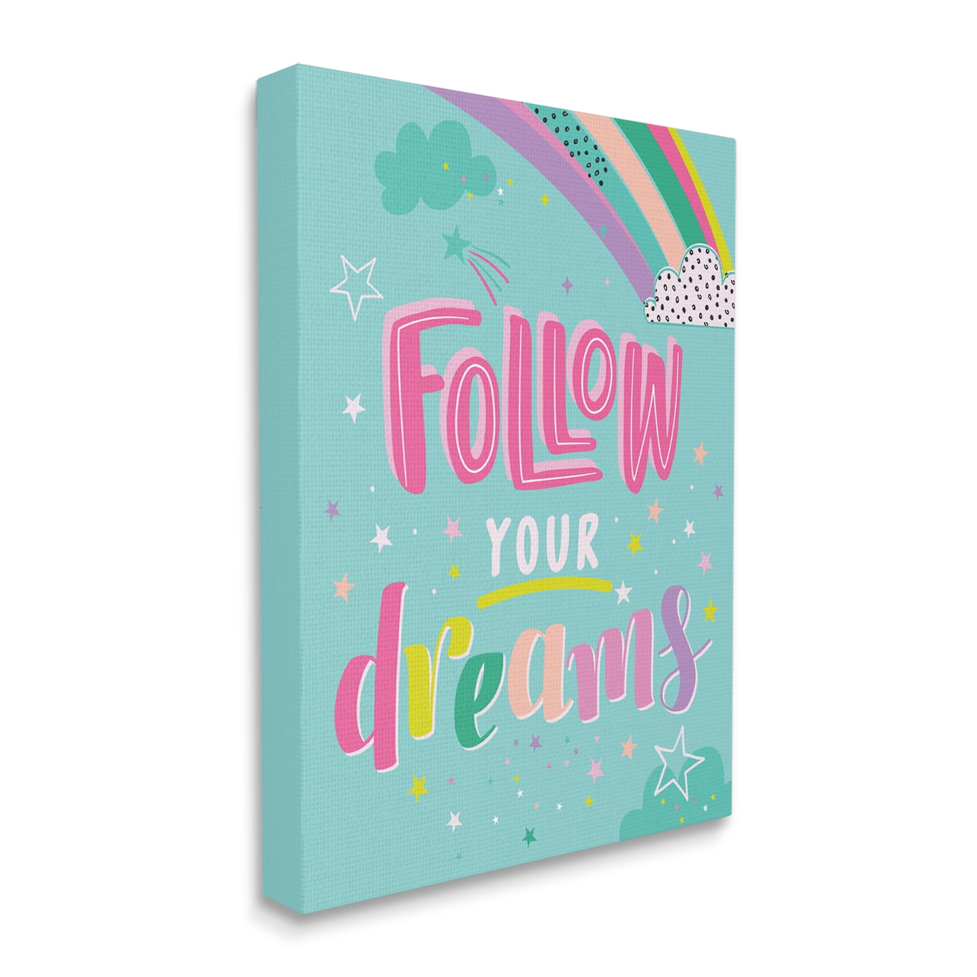Stupell Industries Follow Your Dreams Bright Whimsical Patterned Rainbow Stars Canvas Wall Art, 24 x 30, Design by Abi Hall