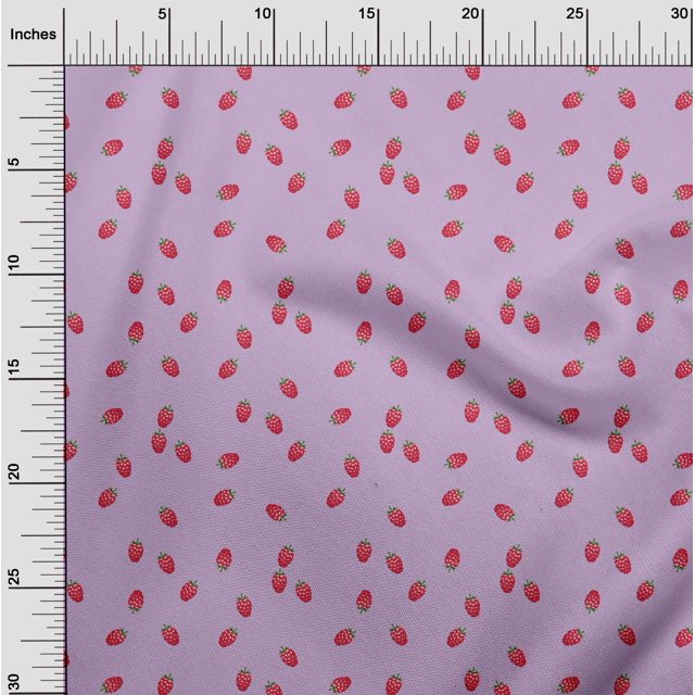 oneOone Organic Cotton Poplin Twill Fabric Raspberry Fruit Print Fabric BTY 42 Inch Wide