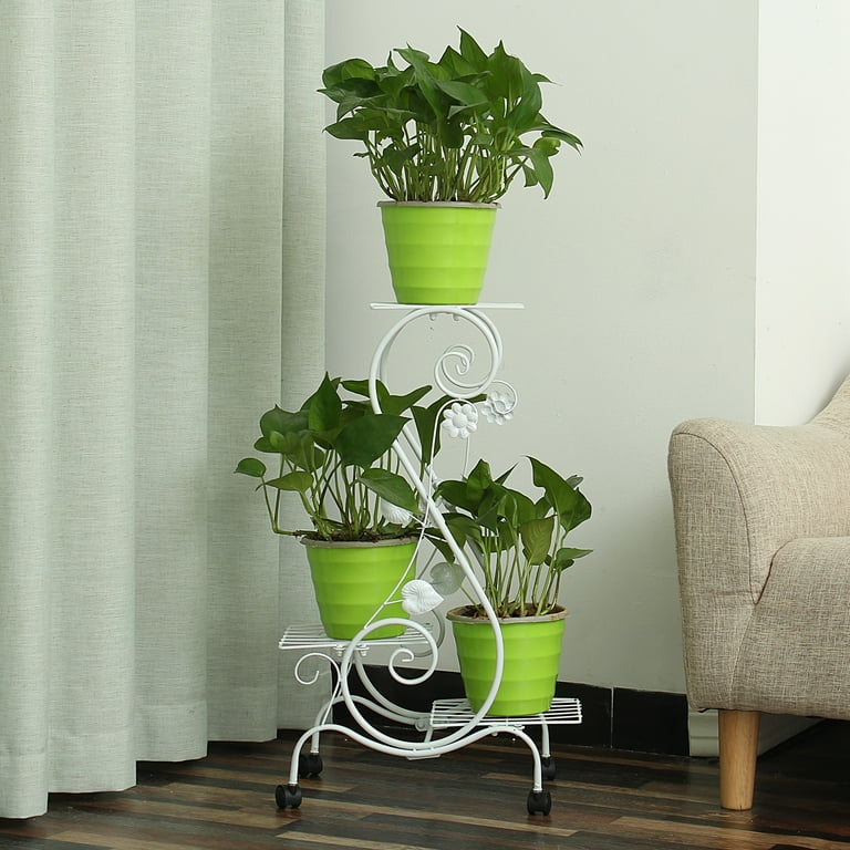 3 Tier 26.4in Height Movable Metal Plant Stand Indoor Outdoor Flower Pot  Holder, Small Plant Holders,Potted Plant Stand Plant Rack Planter Stand for  Home Balcony Garden Patio 