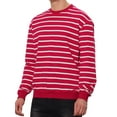 thumbnail image 4 of INSPIRE CHIC Men's Striped Sweatshirt Regular Fit Round Neck Long Sleeves Printed Pullover Sweatshirts L Red White, 4 of 4