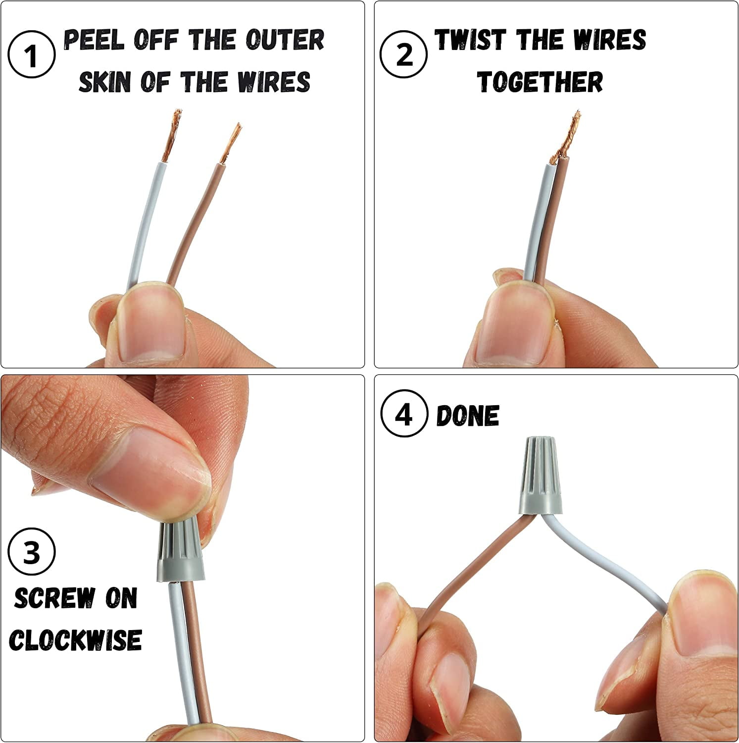 1000-Pack Grey Twist-On Wire Connectors - 22-16 Gauge, Barrel Screw Type, UL Listed