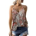 thumbnail image 3 of Gibobby Mujeres Verano Cuello en V Boho Estampado floral Camisetas sin mangas Casual Camisas sin mangas Camis(Naranja,XG), 3 of 5
