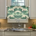 thumbnail image 2 of Yayeee Kitchen Curtains Tier Pair Light Filtering 27"x36" Rod Pocket Short Cafe Window Panel, Green Wave Pattern, 2 of 7