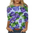 thumbnail image 3 of Camisetas con estampado de Alzheimer para mujer 2024, blusas de manga 3/4, color morado, talla S, 3 of 4