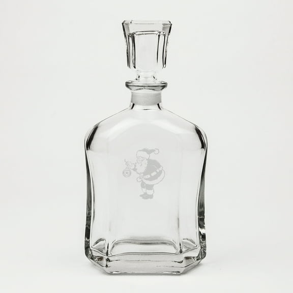 Santa Deep Etched Crystal Whiskey Decanter