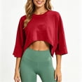 thumbnail image 2 of Posijego Workout Tops for Women 3/4 Sleeve Crop Tops Summer Athletic Running Yoga Sport Tees Activewear Gym Shirts for Ladies, 2 of 8