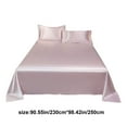 thumbnail image 3 of Btomtd 3Piece Soft Ice Silk Bed Sheets Set for All Seasons Machine Washable Cool Fabric Bedding Set Includes Sheet 2 Pillowcases Cooling Queen Comforter Set, 90.55'x98.42', Pink-L, 3 of 8