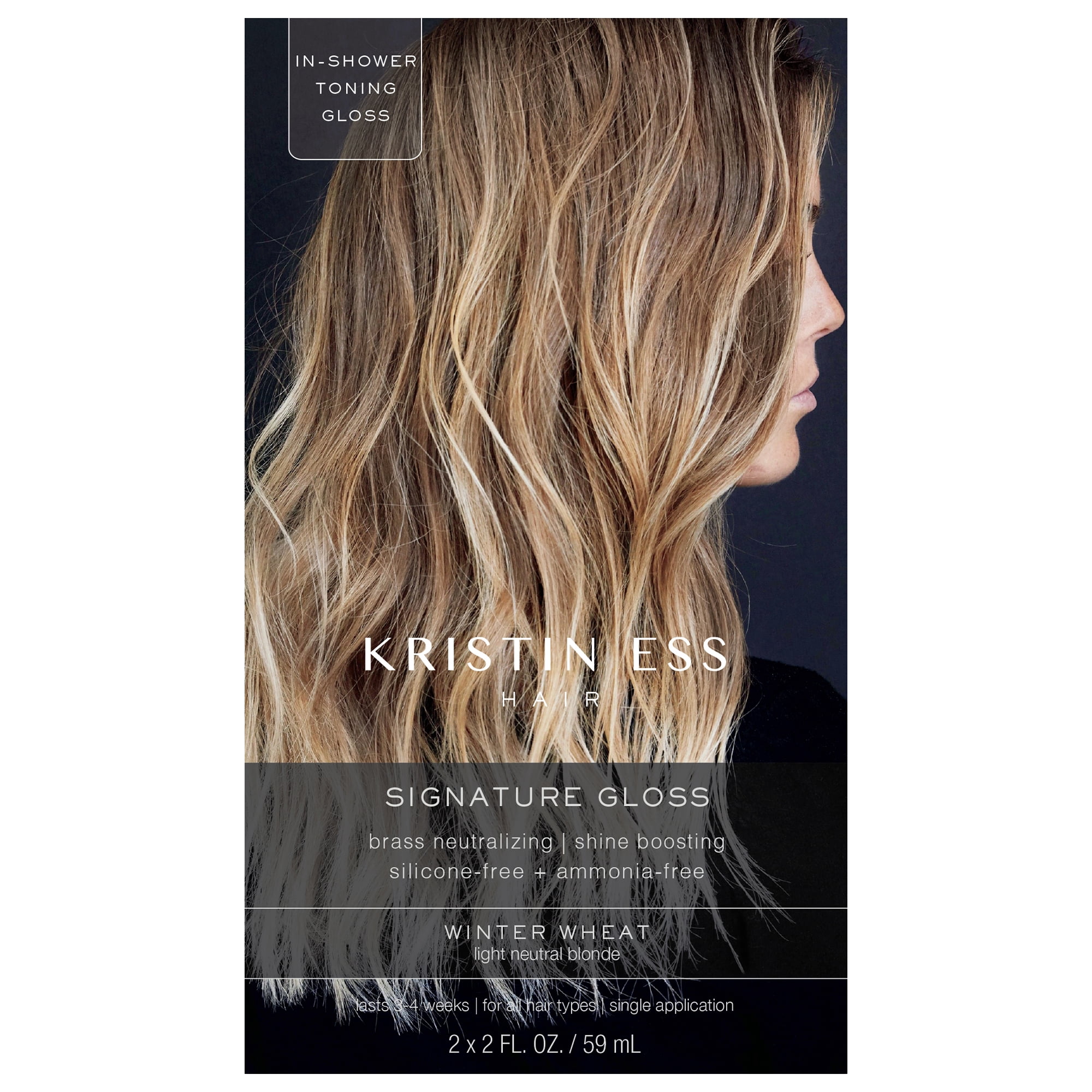 Kristin Ess Hair Gloss in Winter Wheat, Light Neutral Blonde - 4 Week Semi Permanent Hair Color for Women - Shine - Hair Dye Glaze