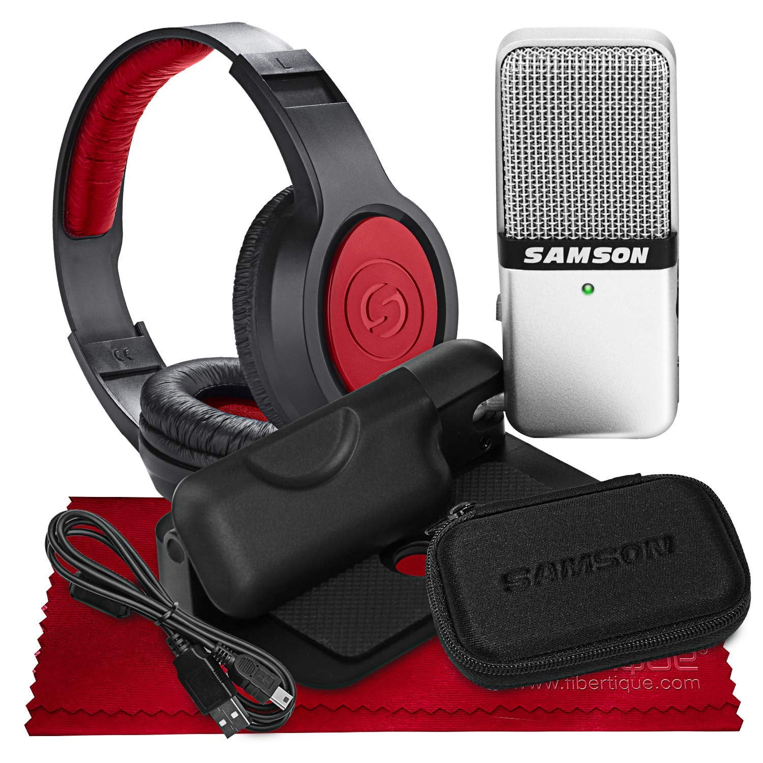 Samson Go Mic USB Microphone for Mac and PC Computers with OverEar Headphones Bundle