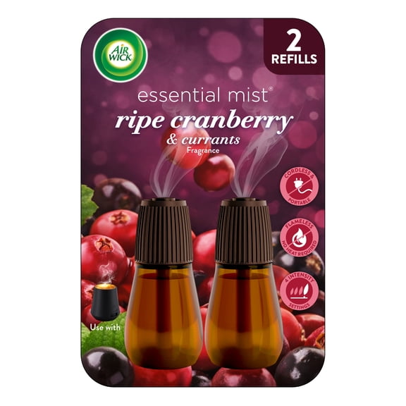 Air Wick Essential Mist Scented Oil Air Freshener Diffuser Refills, Ripe Cranberry and Currants, 2 Count