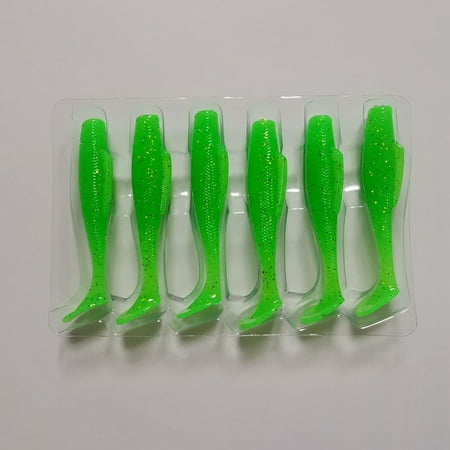 6.7Cm/2.3G 6Pcs Fishing Lure Soft Plastic Paddle Tail Swimbait Bass Wobblers Green