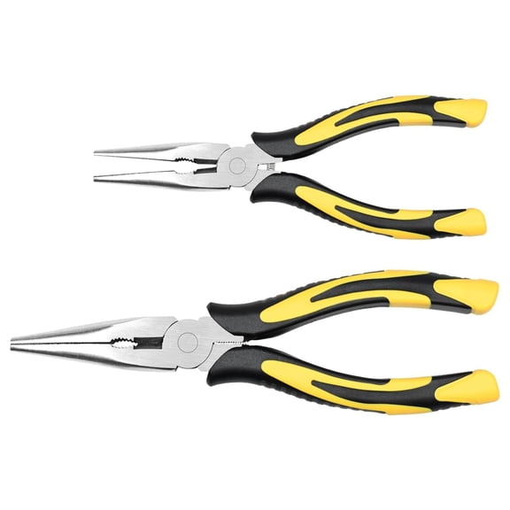 Premium Long Needle Nose Pliers-6''&8'', Paper Clamp Precision, High Carbon Steel, Soft Grip with Wire Cutter, Long Nose Cutting Pliers for Home, Fishing, Jewelry, Crafts,2pcs