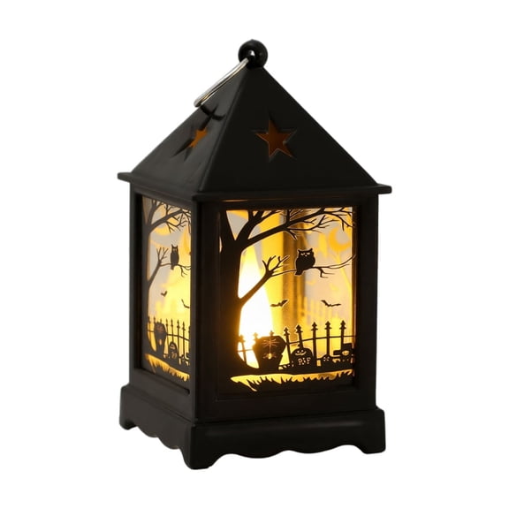 Halloween Lantern Square Portable LED Lantern 1 Pack Decorative Night Light for Halloween Party Haunted House Decor Spooky Holiday Indoor Outdoor Decoration Great Festive Atmosphere Prop