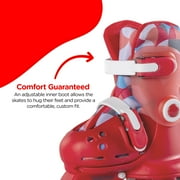 Yvolution Twista Skates, Adjustable 2-in-1, Kids Size 7J-11J, Red, One Pair, Unisex