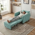 thumbnail image 2 of YIKEMA 4-in-1 Convertible Sleeper Chair Bed, 84 Inch Extra Long Pull Out Sofa for Tall Guests, Adjustable Backrest Lounge with Side Storage & Metal Frame, 500 lbs Capacity, Blue, 2 of 8