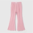 thumbnail image 5 of Lenpel Girls' Flare Leggings Toddler Baby Ribbed Knit Elastic Waist Ruffle Hem Bell Bottom Pants Bootcut Casual Pants, 5 of 7