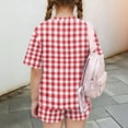 thumbnail image 5 of Grblisyd Girls Summer Outfits Size10-12 Casual Plaid Cute Short Sets Loose Short Sleeve T Shirts Top and Shorts Athletic Clothes Red 7-8Y, 5 of 6