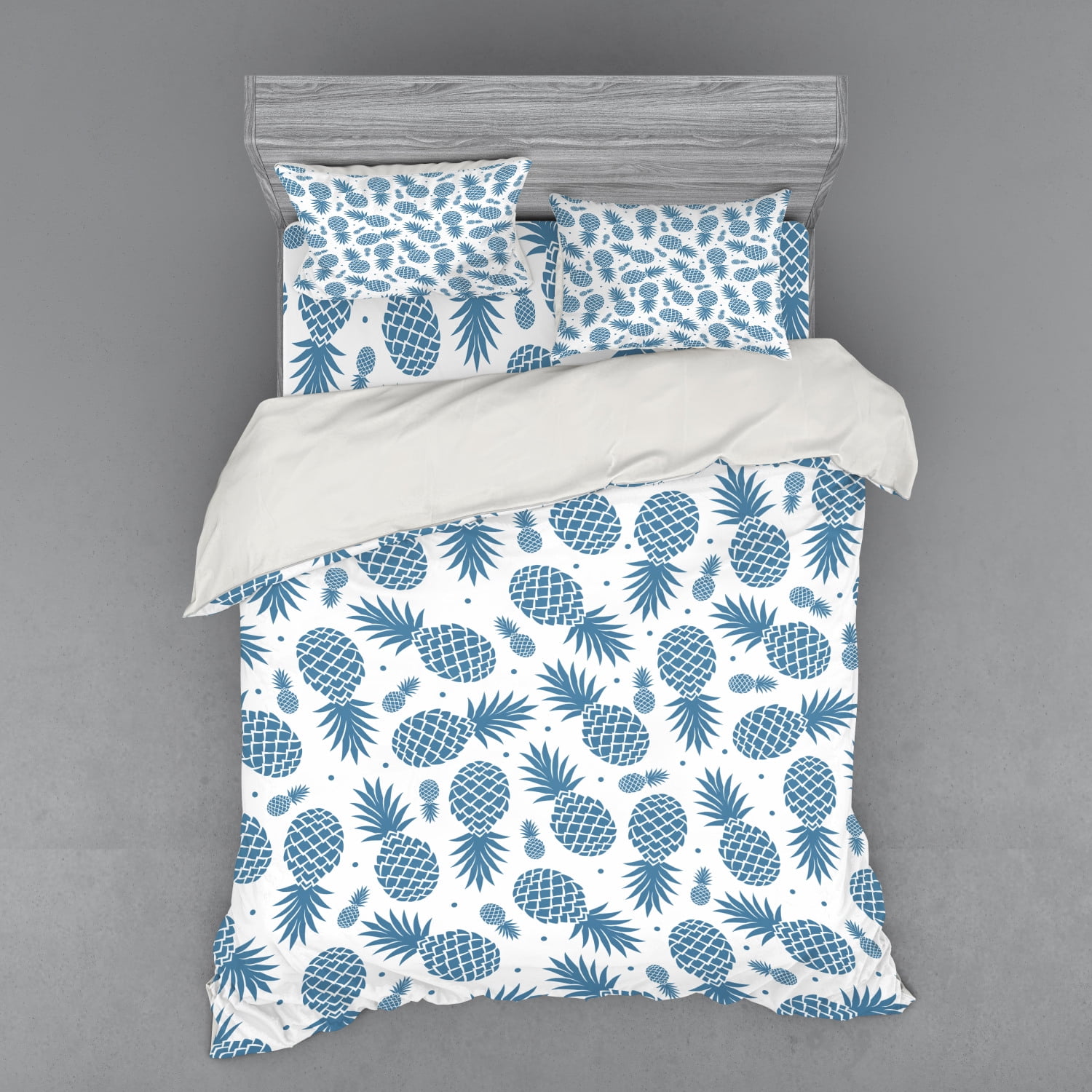 Pineapple Duvet Cover Set, Island Themed Minimalistic MultiSized Tropic Fruity Pineapple