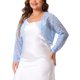 thumbnail image 4 of Cárdigan corto abierto de encaje floral transparente para mujer de tallas grandes Agnes Orinda, azul claro 4X, 4 of 6