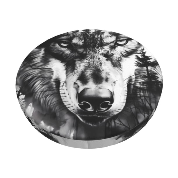 Disketp Majestic Wolf Landscape Funda Redonda para Taburete, Funda de Cojín para Silla de Bar Suave y Elástica-12 inch