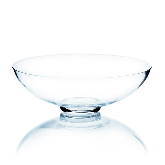 WGV Clear Low Bowl Glass Vase - 8" Wide x 3" Height, Good quality, Heavy Weighted Base - 1 Pc