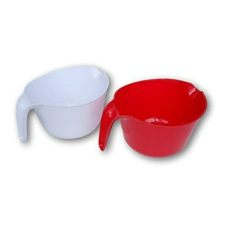 

lightweight plastic pourable mixing bowls - set of 2 - red and white