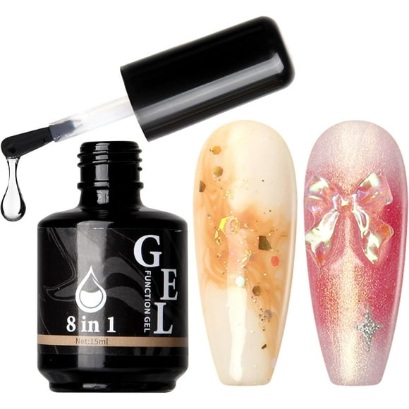 AIR-Base Gel, Nail Blooming Gel, 8 in 1 Nail Glue Gel for Nail Art, Blossom Gel Polish for Spreading Effect Marble Natural Stone Watercolor Print Soak off Nail Gel DIY Nail Art Design Clear