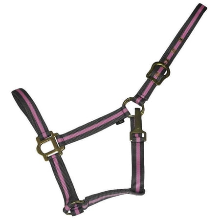 Gatsby Classic 2-Tone Nylon Halter with Snap Grey/Pink OverSize