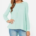 thumbnail image 2 of Dinazah Womens Long Sleeve Round Neck Knitted Pullover Sweater Tops | Fitting T-Shirt Chiffon Blouse, 2 of 2