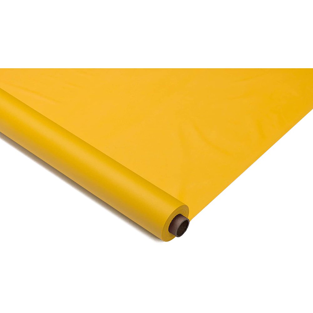 Exquisite 300 ft. x 40 in. Plastic Yellow Tablecloth Rolls Disposable