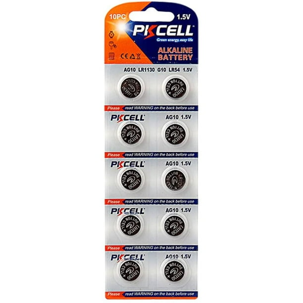 PK Cell AG10-10B Lot de 10 piles alcalines 1,5 V 