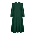 thumbnail image 7 of Zpanxa Women's Plus Size Bohemian Dresses, Round Neck Long Sleeve Ankle-Length Dress, Summer Casual Cotton and Linen Maxi Dress, Ruffled Big Swing Long Dress Green XL, 7 of 7