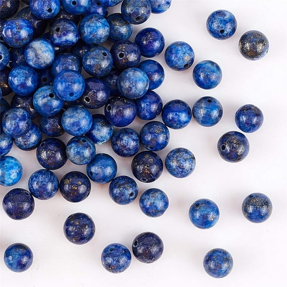 96pcs 8mm Natural Lazuli Beads Blue Rock Bead Strands Round Loose Gemstone Beads Energy Stone for Bracelet Necklace Jewelry Making