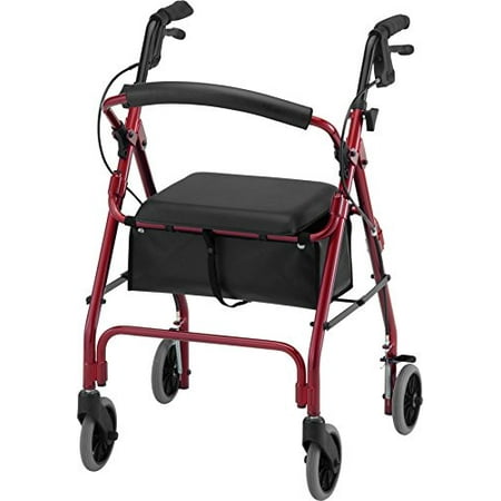 NOVA Medical Products GetGo Classic Rolling Walker, Red