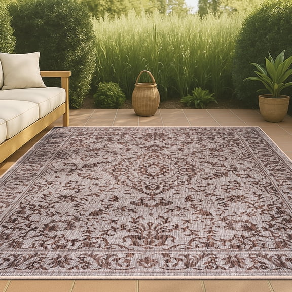 JONATHAN Y SANTA MONICA 3 x 5 Area Rug, Jerash Ornate Medallion - Brown/Beige, SMB115A-3