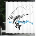 thumbnail image 4 of Ambesonne Fish Shower Curtain, Hand Drawn Art Nautical, 69"Wx84"L, Black Blue, 4 of 5
