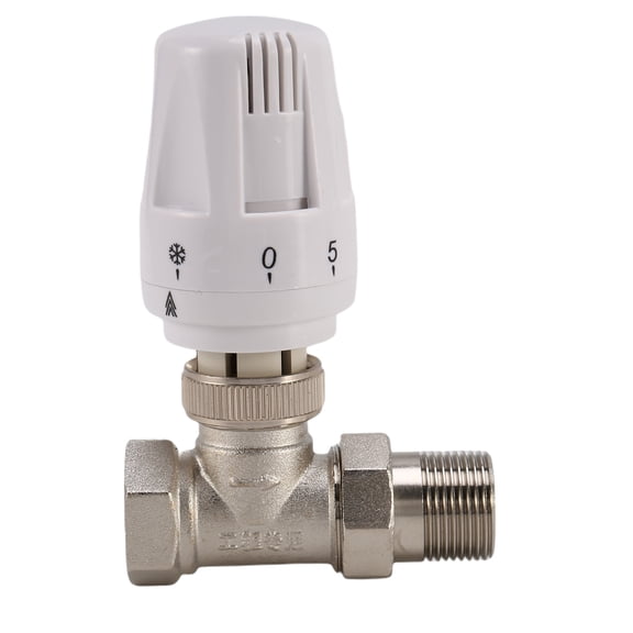 3/4Inch Brass Thermostatic Radiator Valve Straight Type DN20 Automatic Temperature Control Valve Floor Heating,1 * Thermostatic Radiator Valve,White