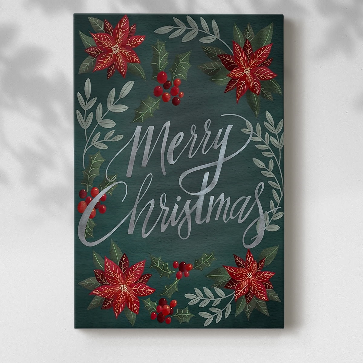 Red Flowers Christmas II- Gallery Wrapped Canvas
