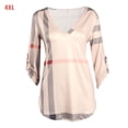 thumbnail image 1 of Camiseta con estampado a cuadros Mujer Otoño Manga 3/4 Blusa con cuello en V profundo Top suelto Advancent AP000101-14B, 1 of 3