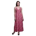 thumbnail image 1 of Bimba Robe Longue Maxi d'Été à Imprimé Floral pour Femme, Col en V, Tenue de Villégiature de Vacances - Moyen, 1 of 6