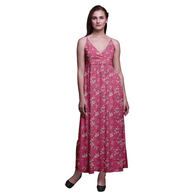 Bimba Robe Longue Maxi d'Été à Imprimé Floral pour Femme, Col en V, Tenue de Villégiature de Vacances - Grand