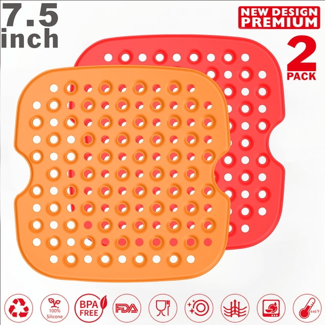 TIMIFIS Doublures Réutilisables pour Friteuse à Air Chaud, Tapis de Doublure Carrés en Silicone Antiadhésif pour Panier de Friteuse à Air et Plus d'Accessoires de Cuisine