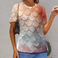 thumbnail image 6 of Mermaid Fish Scales Women's Short Sleeve T-Shirt Crew Neck Casual Summer Trendy Loose Fit Tops, 6 of 6