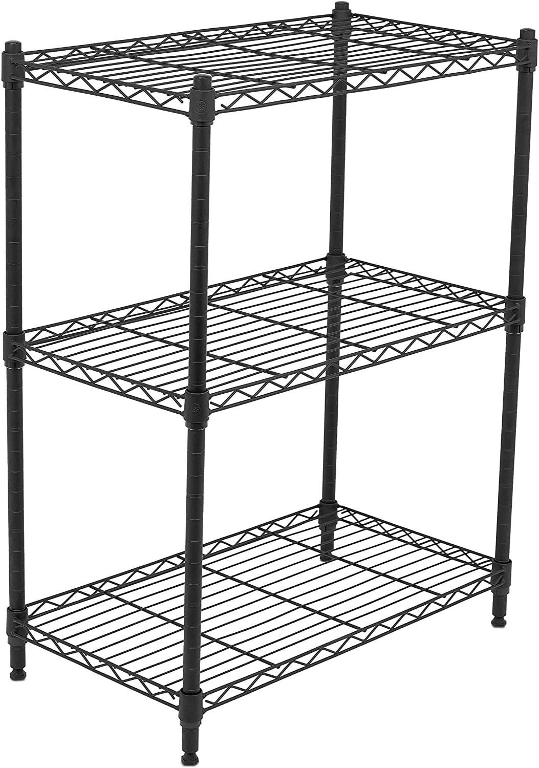 3Tier Wire Shelving Flat Black Heavy Duty Shelf Wide Adjustable