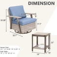thumbnail image 3 of Auzfy 3 Pcs Oversized Wicker Patio Rocking Swivel Outdoor Chairs with Blue Cushion, Outdoor 360°Swivel Gliders Set, 3 of 7