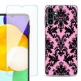 thumbnail image 1 of Slim-Fit TPU Fashion Phone Case for Samsung Galaxy A13 5G, with Tempered Glass Screen Protector, by OneToughShield ® - Victorian Pink/Black, 1 of 3